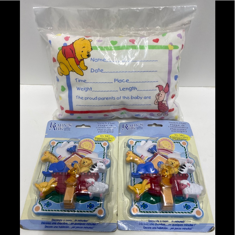 Winnie the Pooh Keepsake Pillow & 2 Noah's Ark Switch Plate